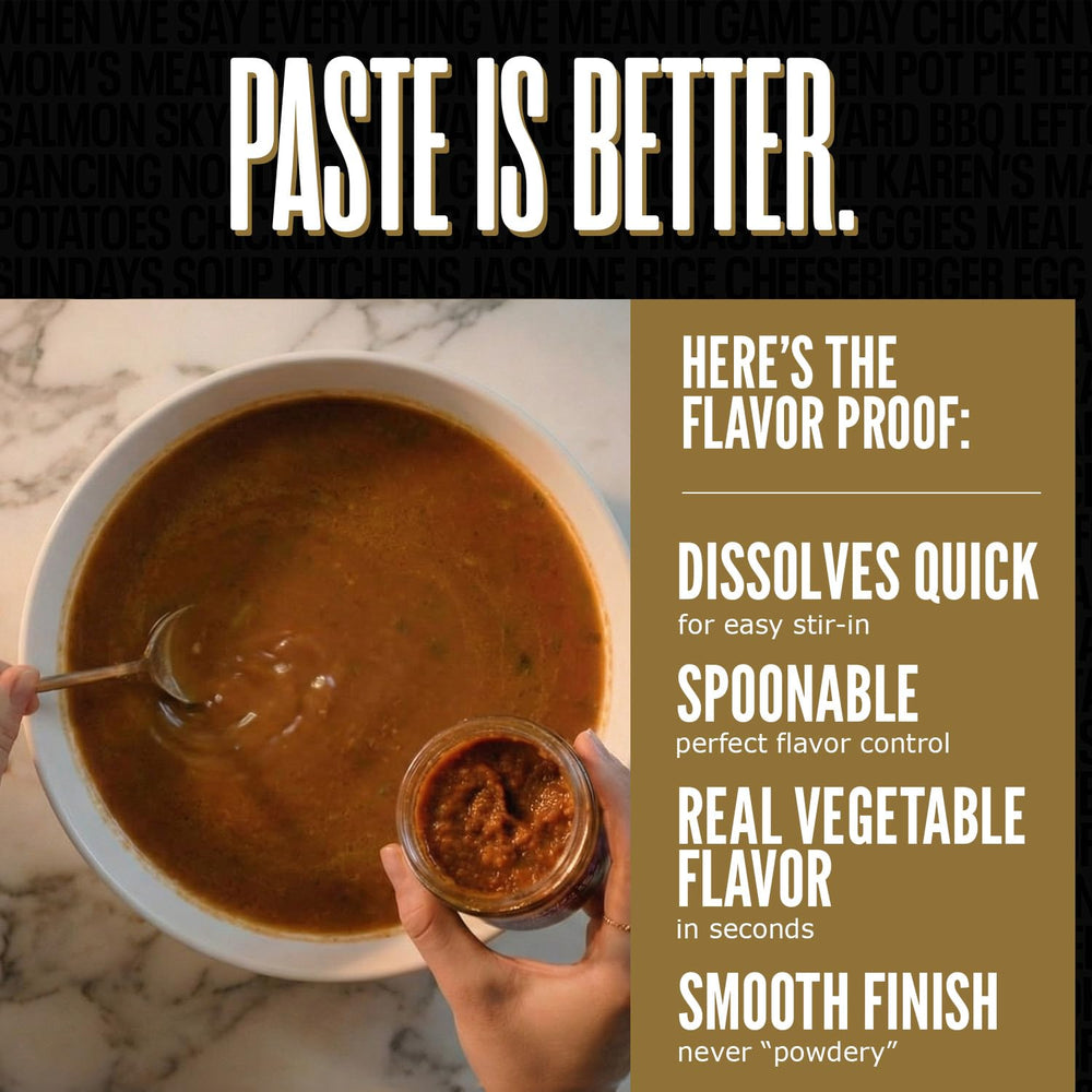 Steam rises as Better Than Bouillon Seasoned Vegetable Base enriches soup.