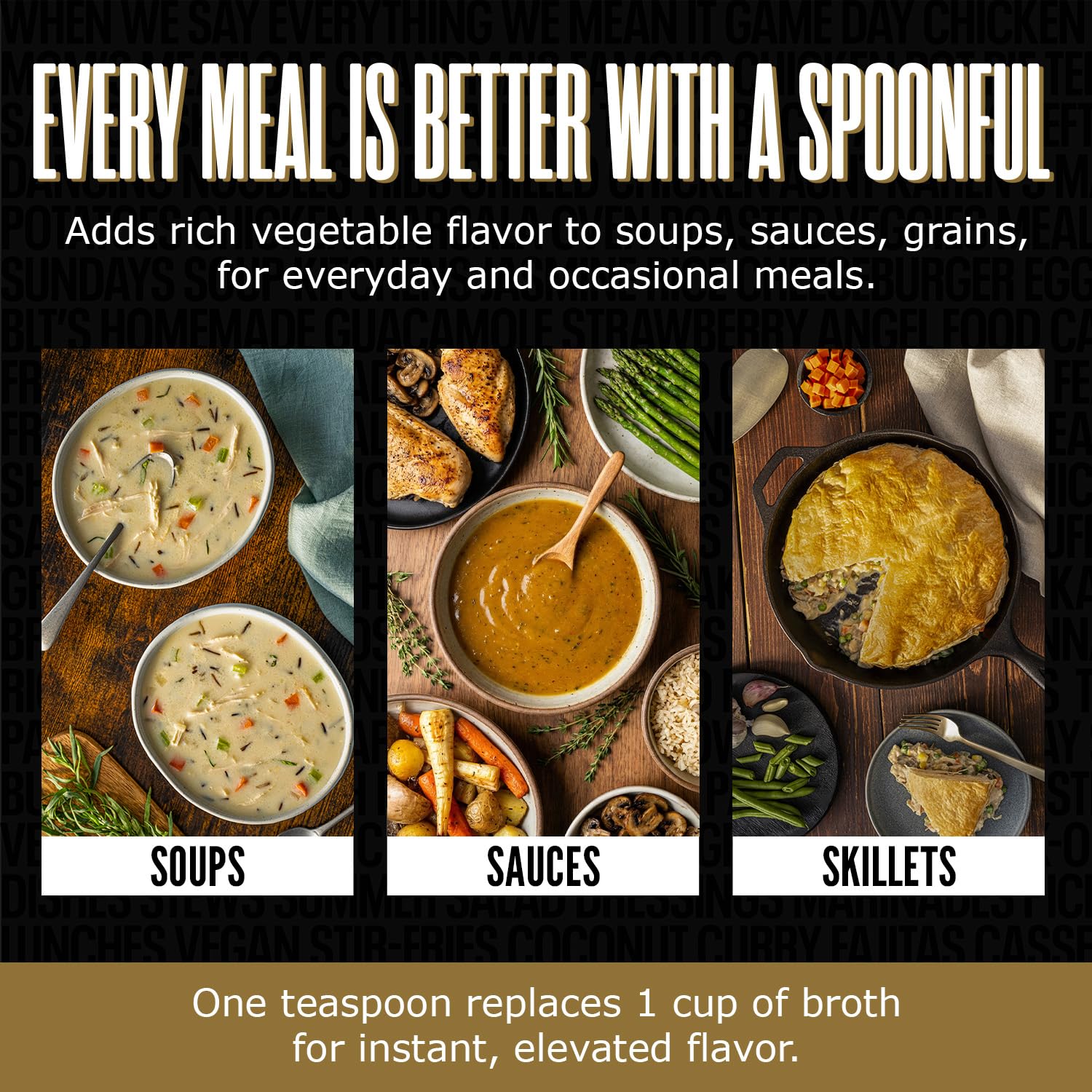 One teaspoon equals a cup of broth when diluted.