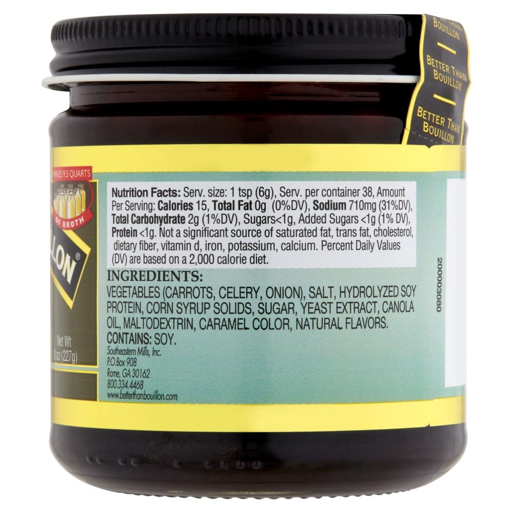 Better Than Bouillon Vegetarian Base Variety Pack label highlights dual plant-based flavors.