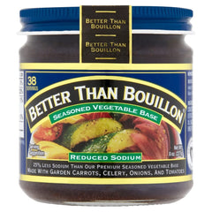 Better Than Bouillon vegetable base jar showing seasoned vegetables for rich broth