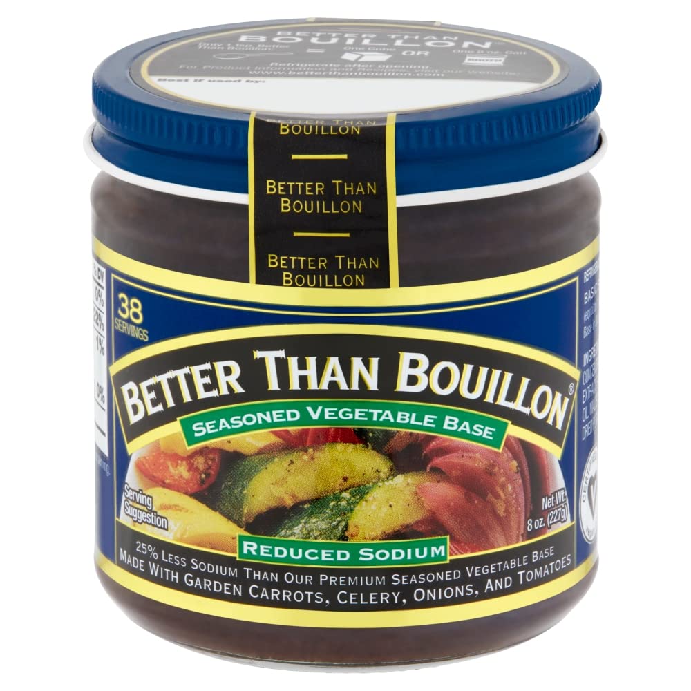 Close-up of Better Than Bouillon label highlighting reduced sodium