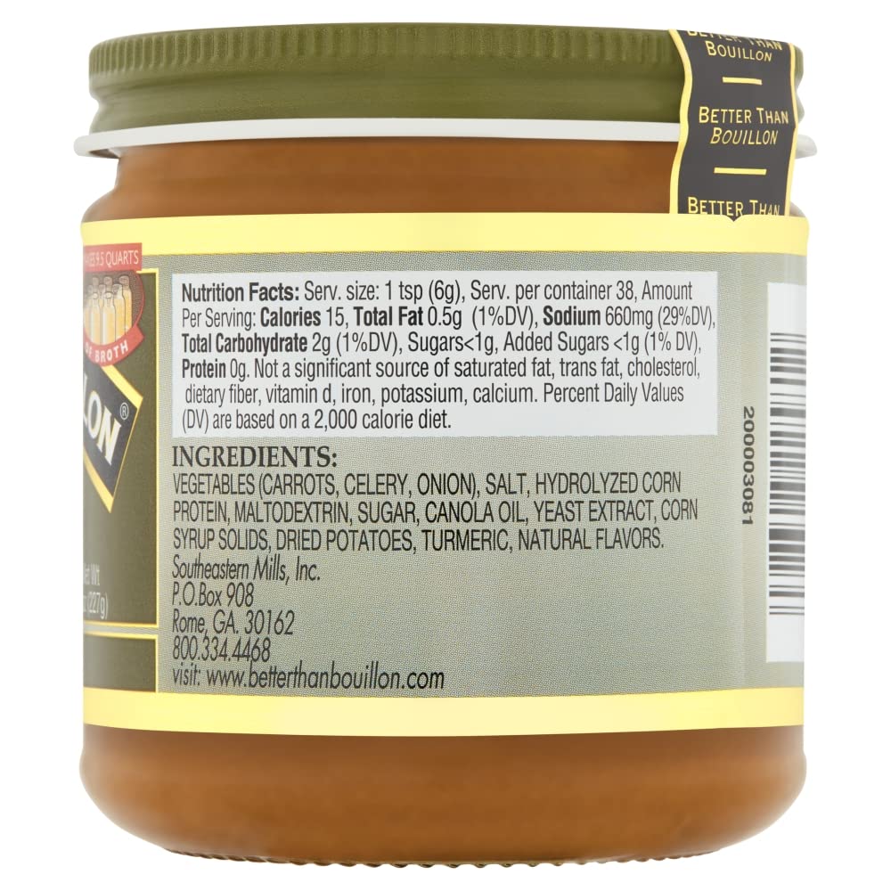 Label highlights vegan certification and versatile use in soups and stews.
