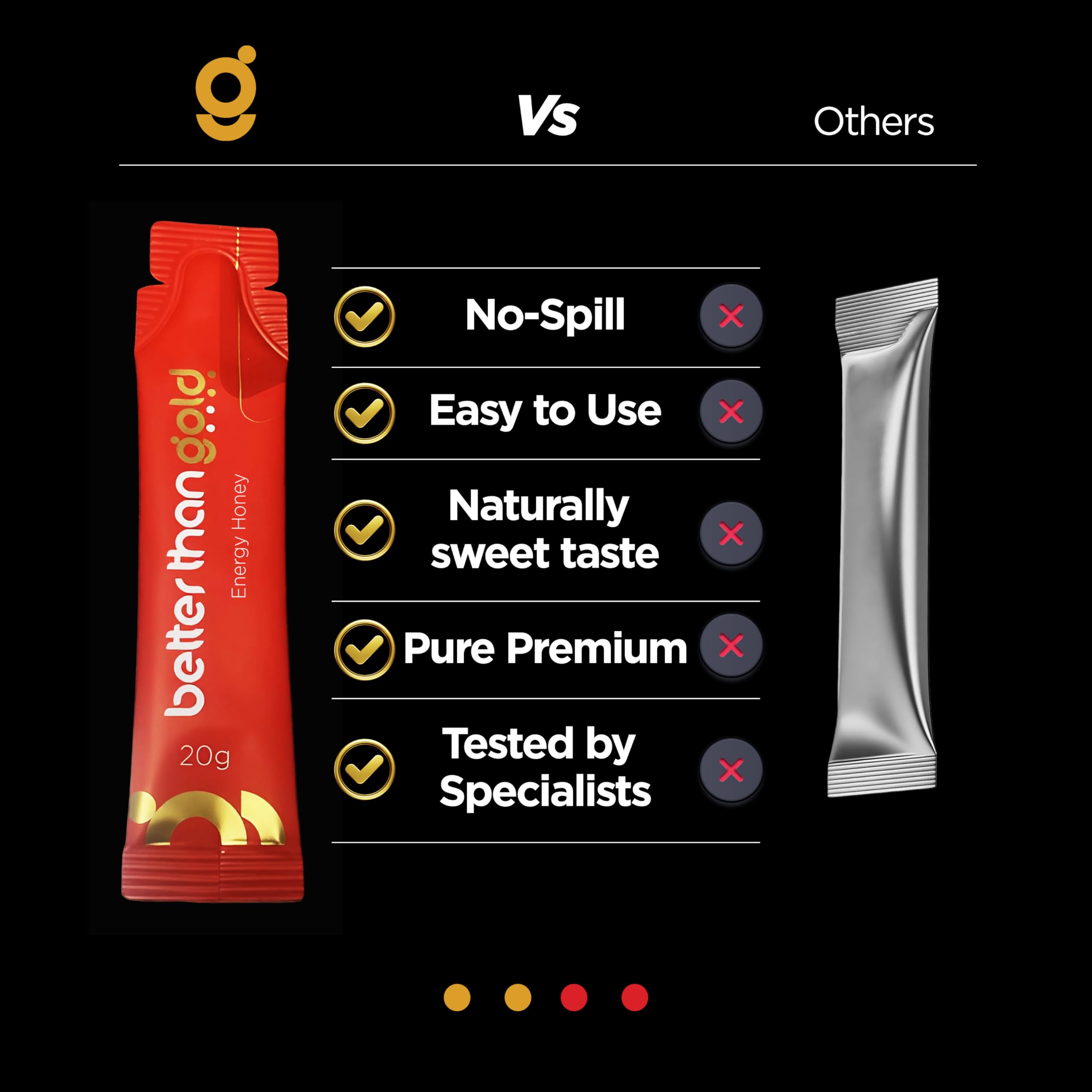 Better Than Gold Royal Honey Packets vitamin C boost with herbal blend.