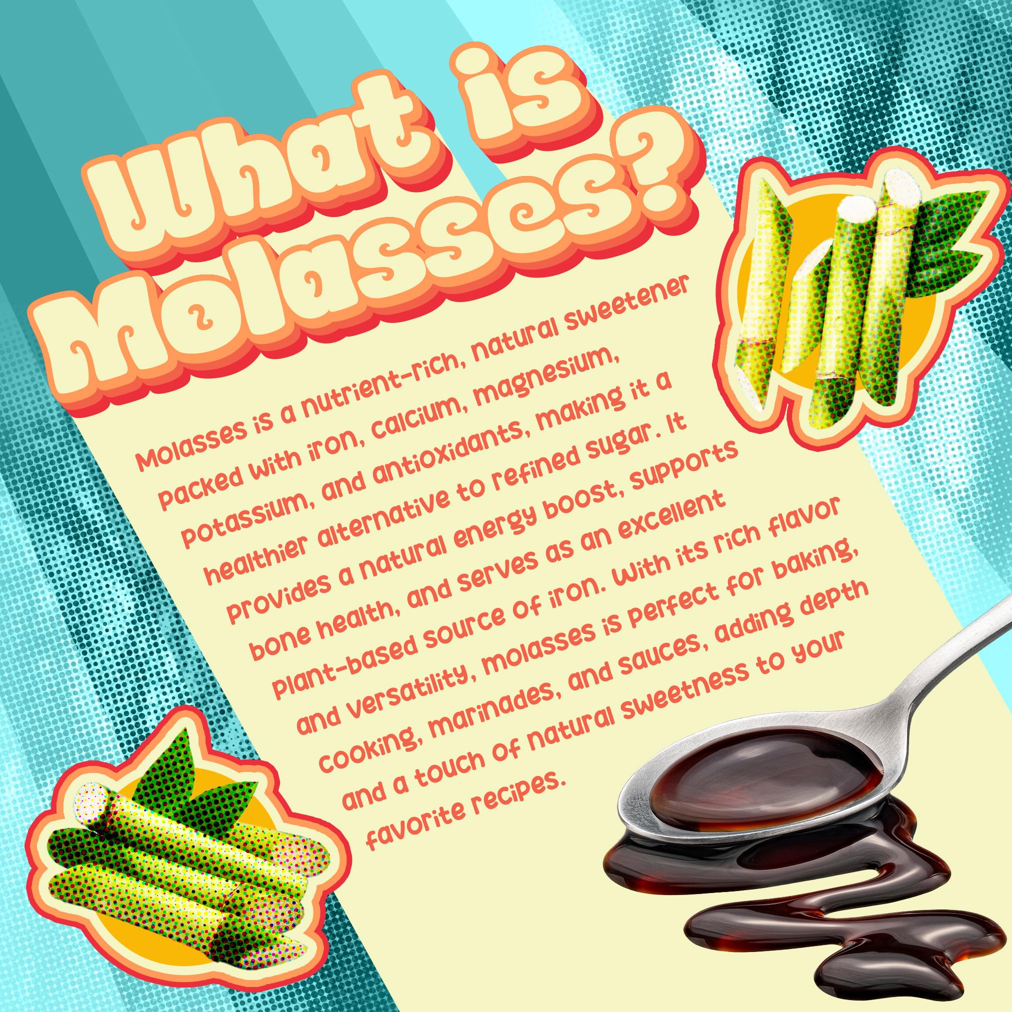 Better Than Honey blackstrap molasses kitchen label communicates ingredients and use cases