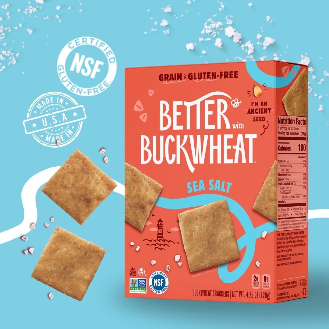 Better With Buckwheat crackers beside hummus for quick dipping.