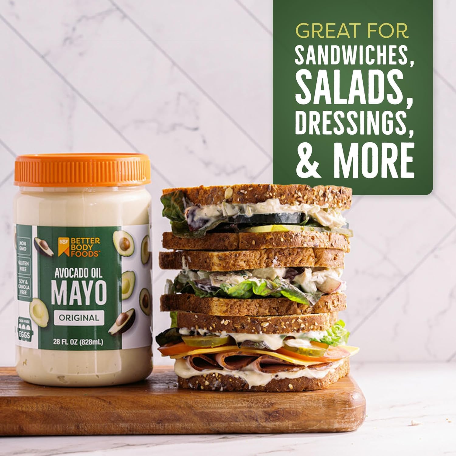 BetterBody Avocado Oil Mayo potato salad, creamy binder with subtle avocado notes.