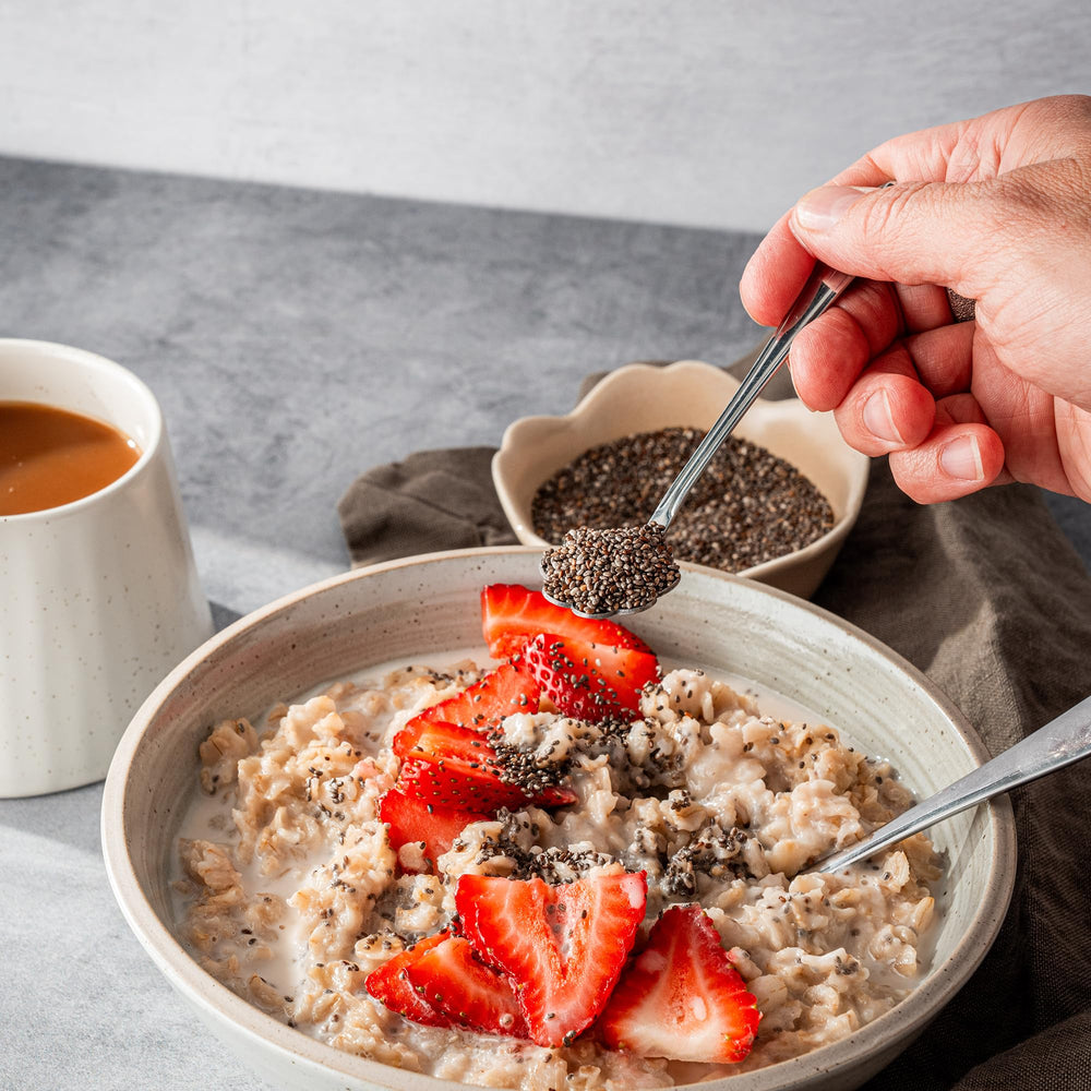 BetterBody Foods chia seeds jar—daily fiber support in meals.
