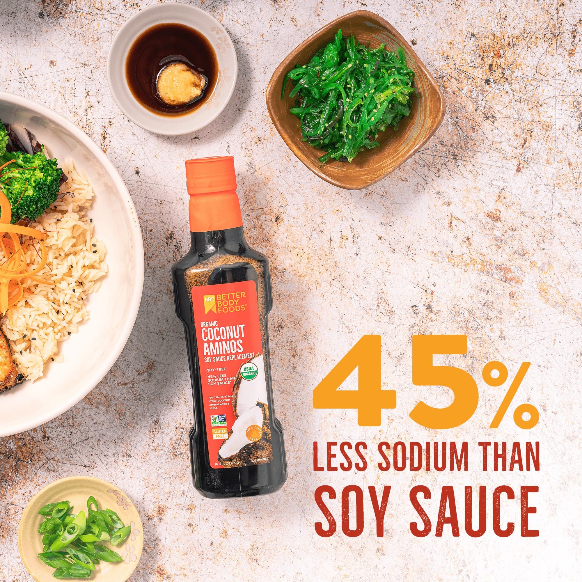 BetterBody Foods Coconut Aminos for marinated tofu, savory depth with less sodium