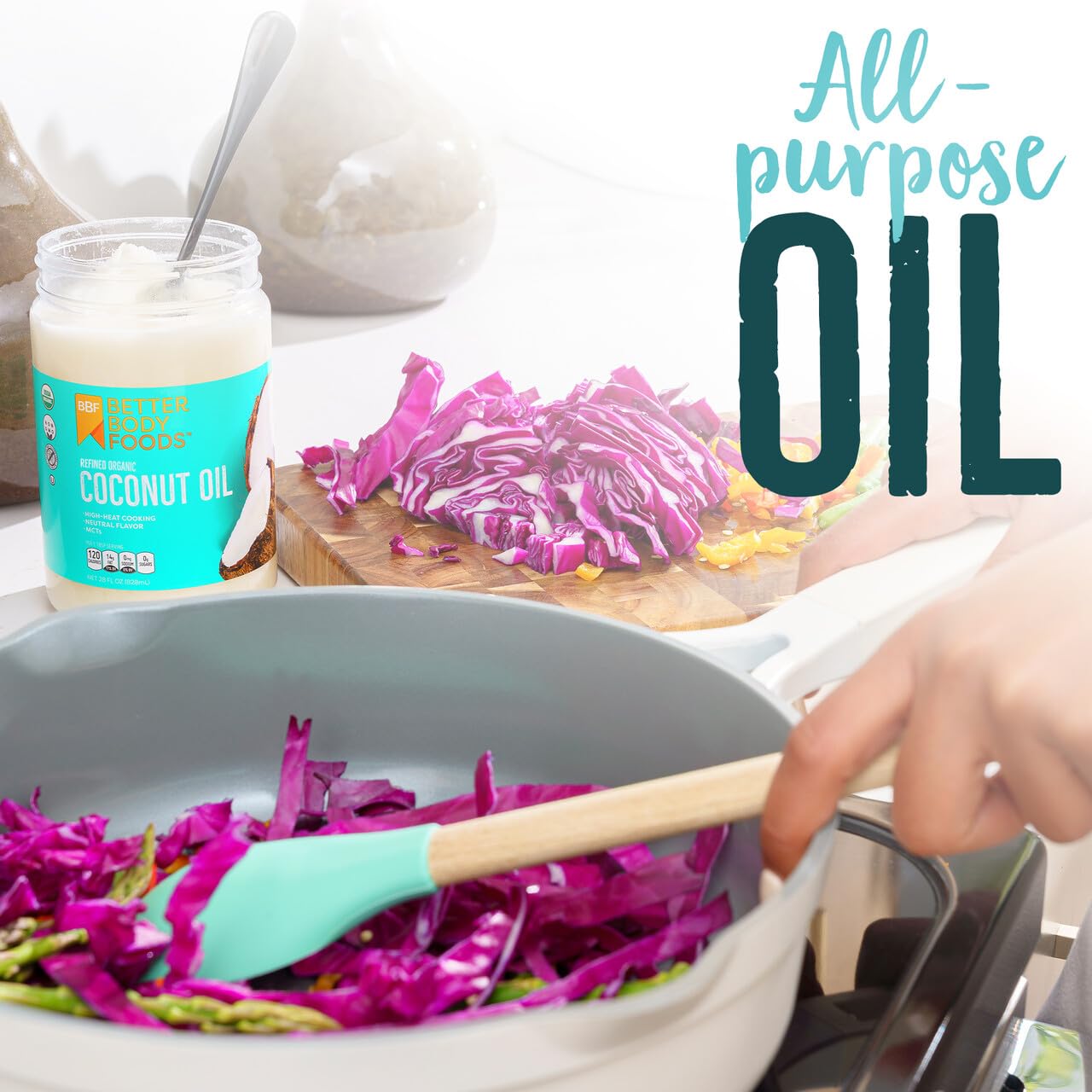 BetterBody Foods coconut oil applied to skin for lightweight moisture