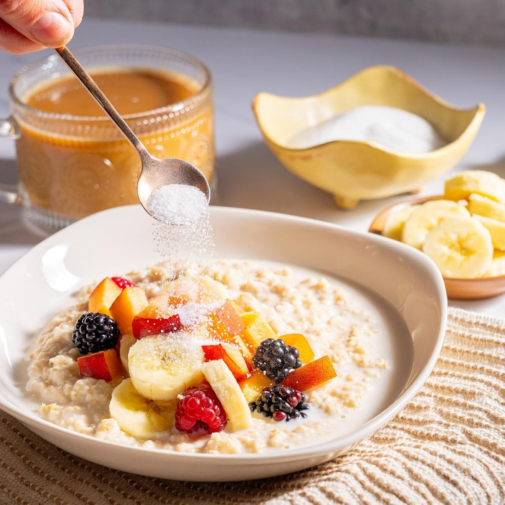 BetterBody Foods Monk Fruit Sweetener Blend being measured with a spoon.