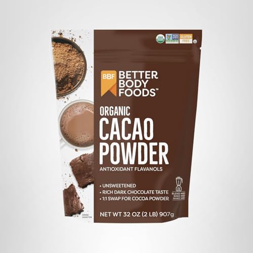 Organic cacao powder uses a single-ingredient cacao from Peru