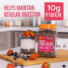 BetterBody Foods Organic Chia Seeds yogurt topping providing a fiber boost