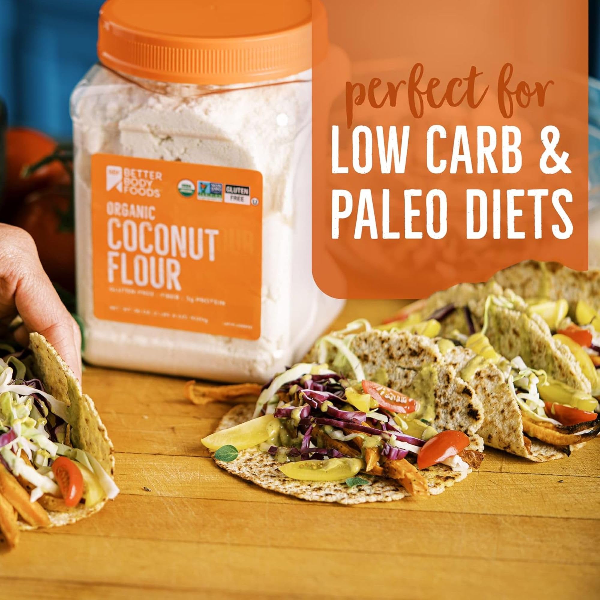 BetterBody Foods Organic Coconut Flour fiber-rich option—supports low-carb and paleo meals