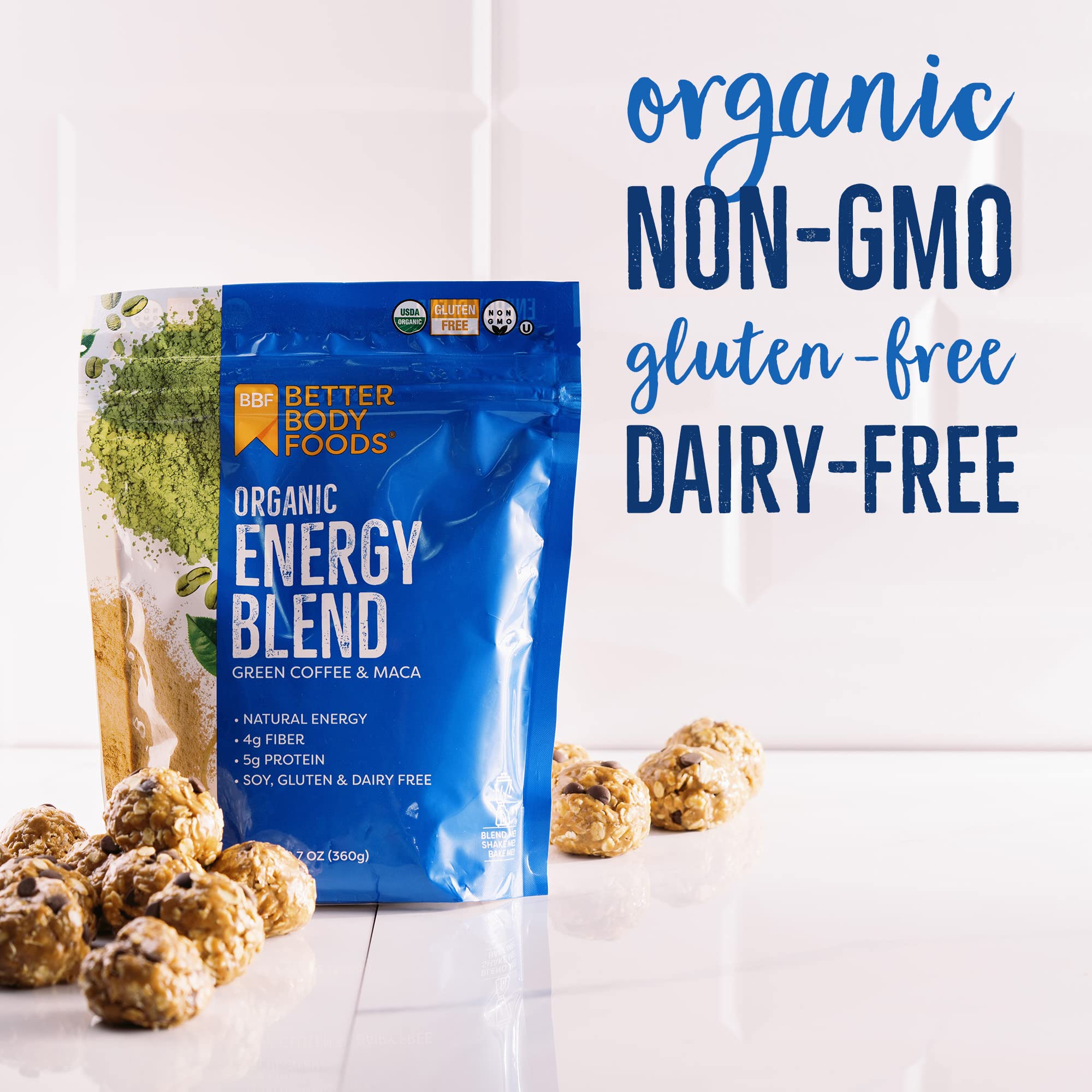 BetterBody Foods Organic Energy Blend baking use in energy bites and baked treats.