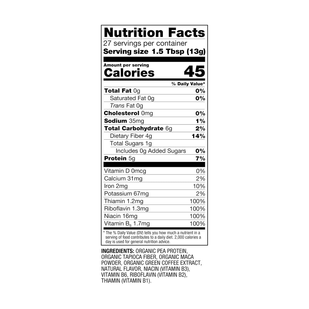 BetterBody Foods Organic Energy Blend bottle shows green coffee extract for natural energy.
