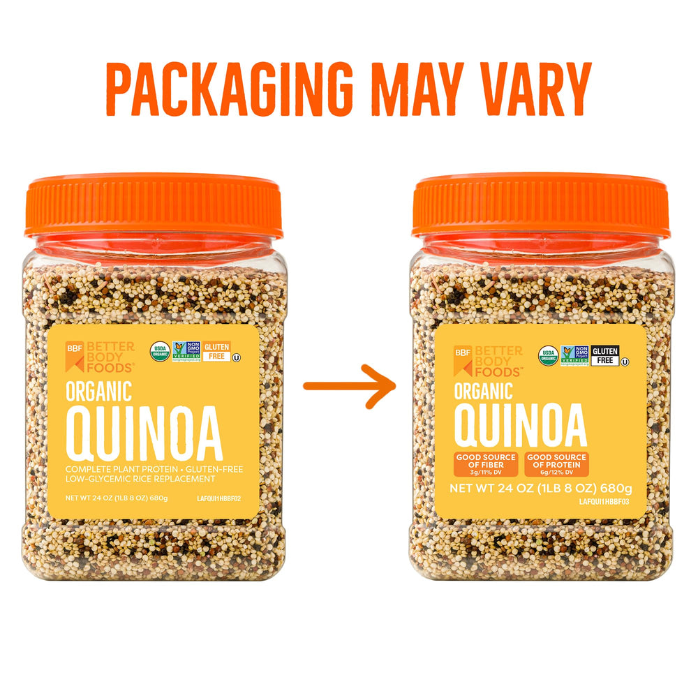Close-up of quinoa grains highlighting colorful mix and protein content.