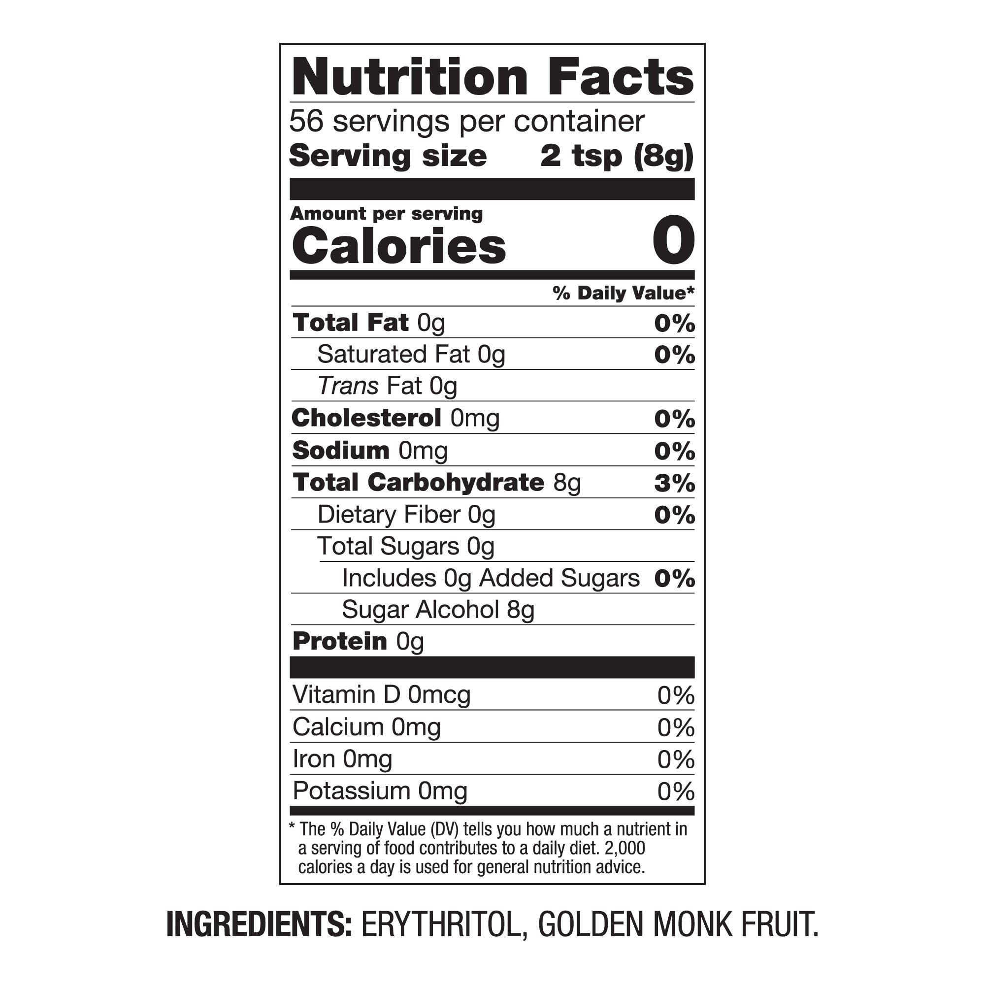 Close-up of BetterBody Foods Golden Monk Fruit Sweetener ingredients blend for 1:1 sugar replacement