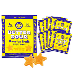 Better Sour Passion Fruit Gummy Stars tangy, fiber-rich snack on the go