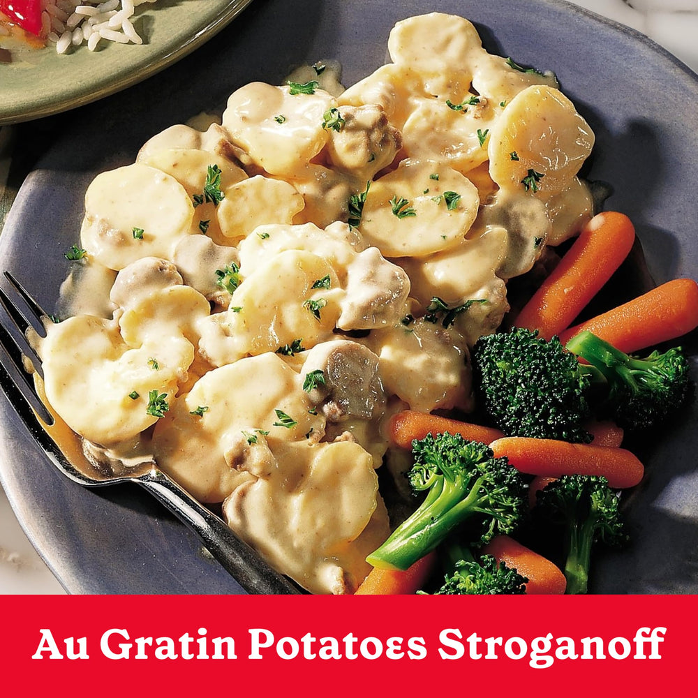 Betty Crocker Au Gratin Potatoes pantry staple, quick side dish option.