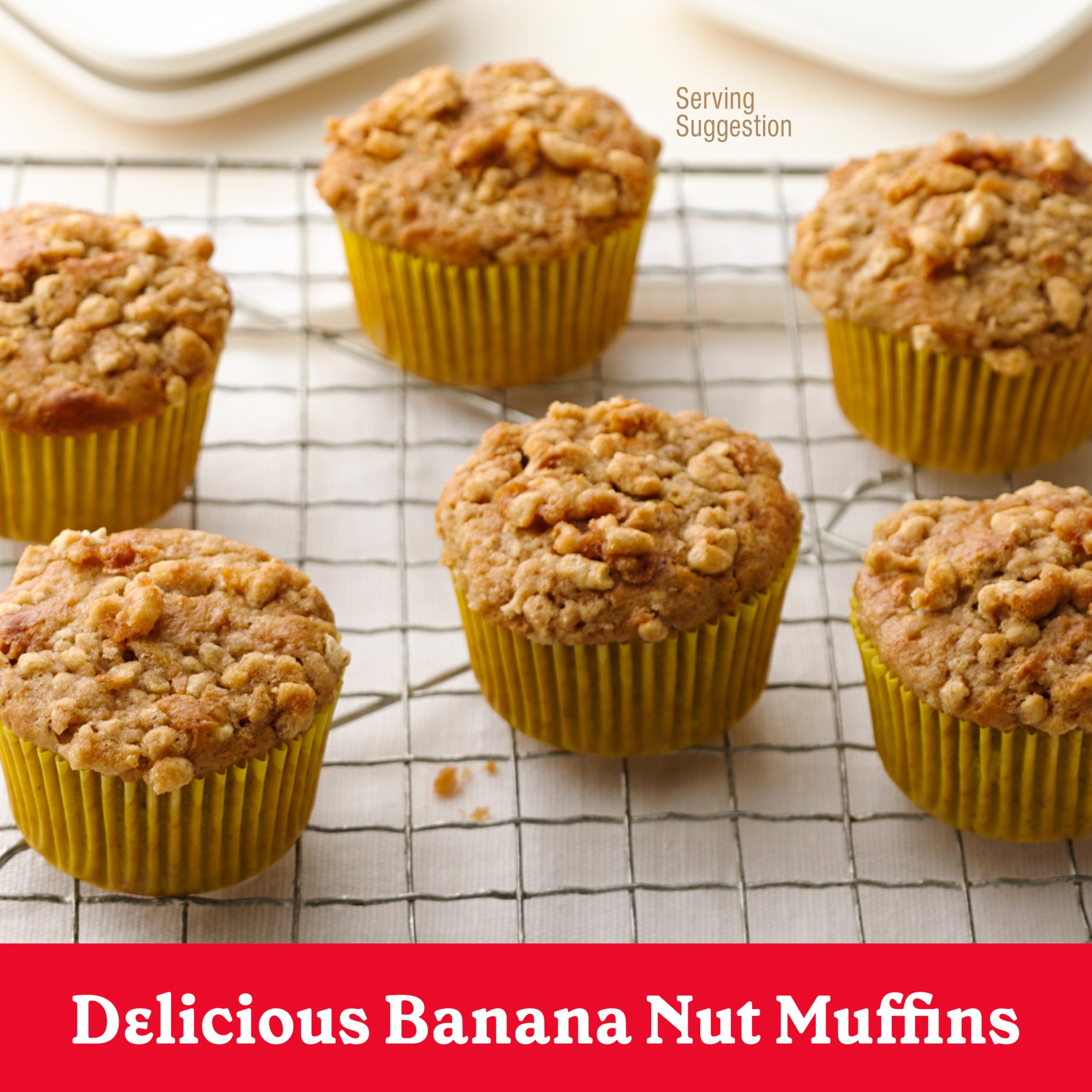 Closeup of walnuts in Betty Crocker Banana Nut Muffin Mix