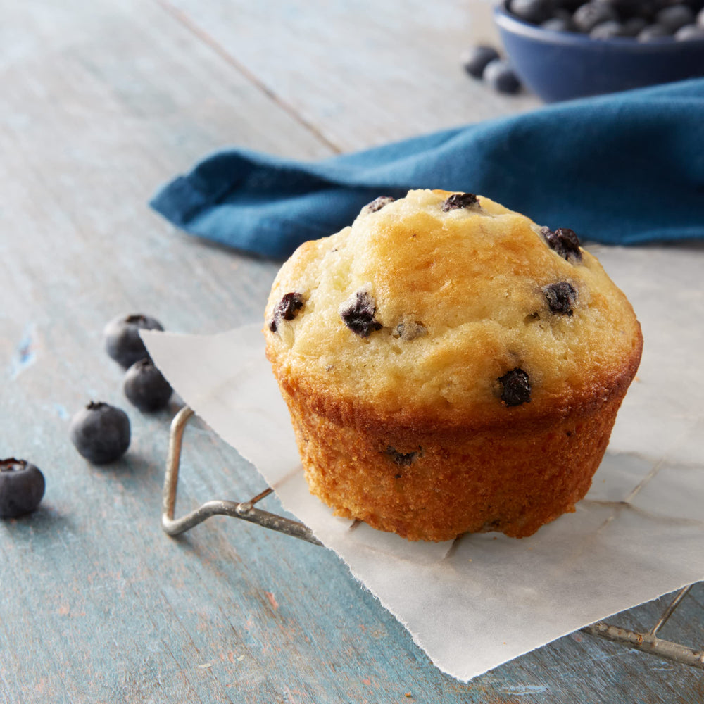 Betty Crocker Blueberry Muffin Mix batter in bowl smells inviting.