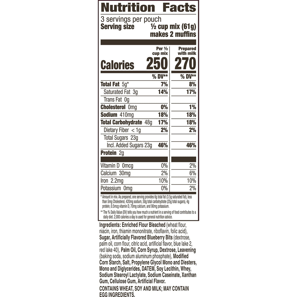 Betty Crocker Blueberry Muffin Mix dry pouches ready to bake, quick breakfast solution.