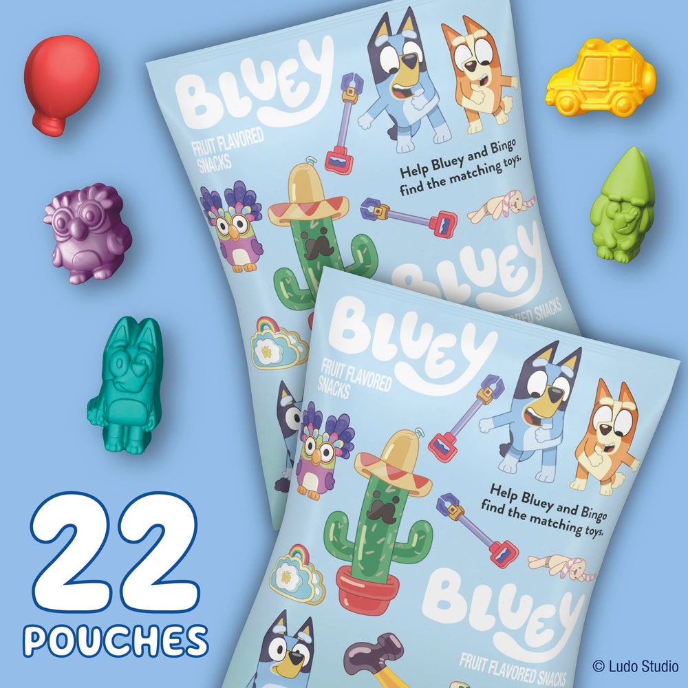 Betty Crocker Bluey-shaped fruit treats capture beloved characters for playful snacking.
