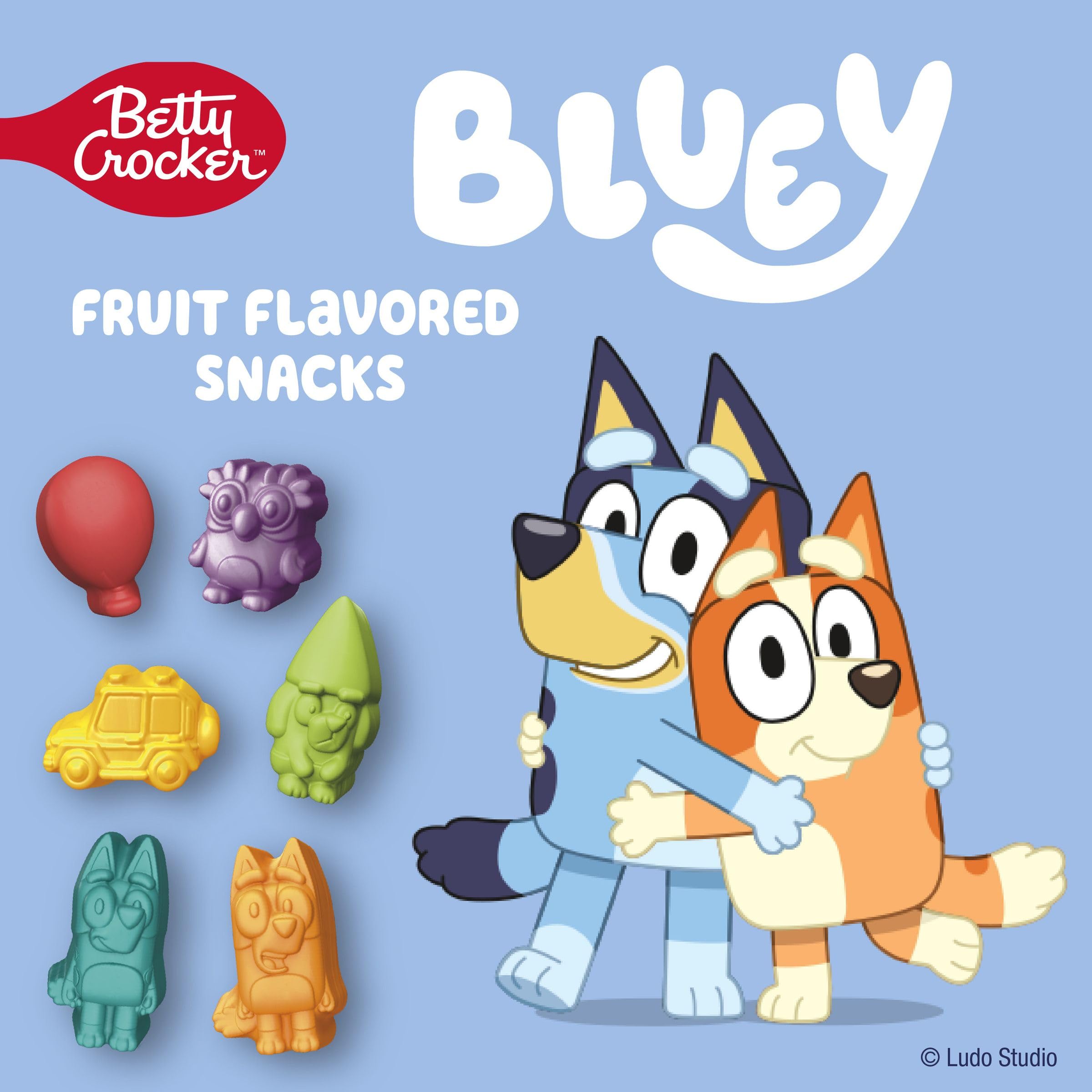 Betty Crocker Bluey Fruit Flavored Snacks gluten-free label and vitamin C benefit.
