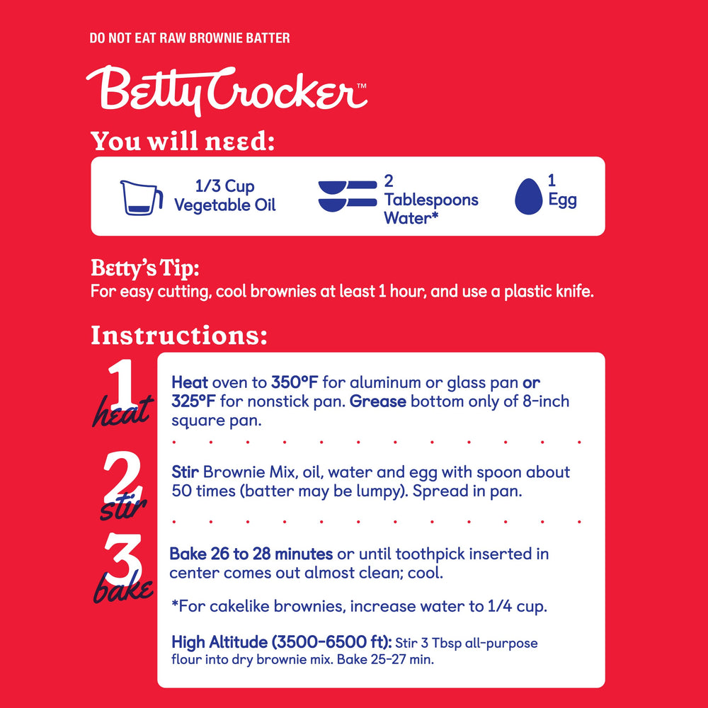 Product label on Betty Crocker brownie mix highlighting cocoa content