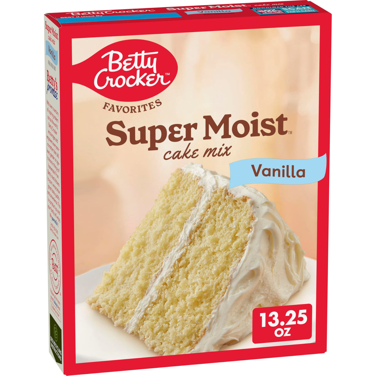 Betty Crocker box vanilla cake mix on a kitchen counter, easy dessert option for any night