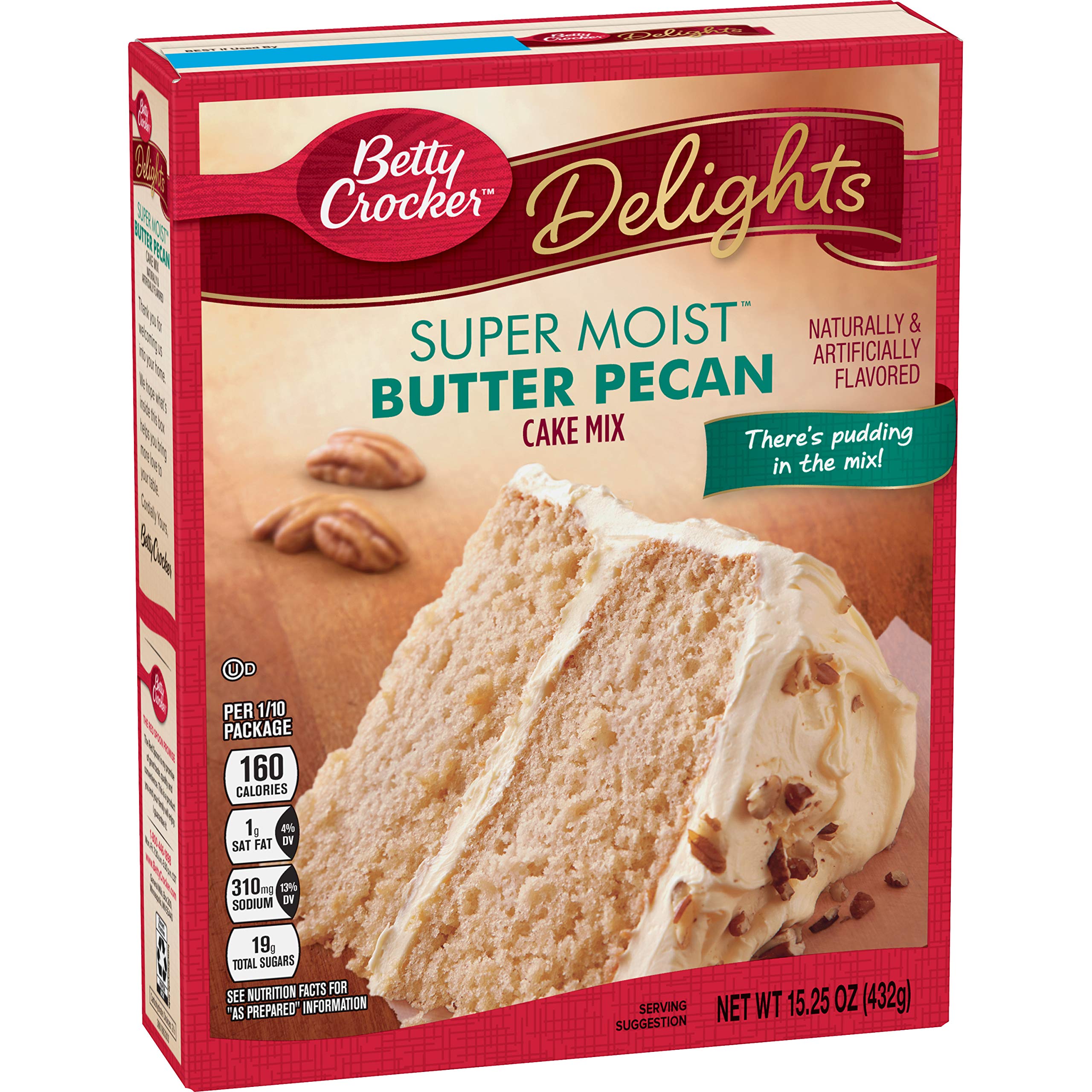 Betty Crocker Butter Pecan cake mix pour for easy prep and moist results