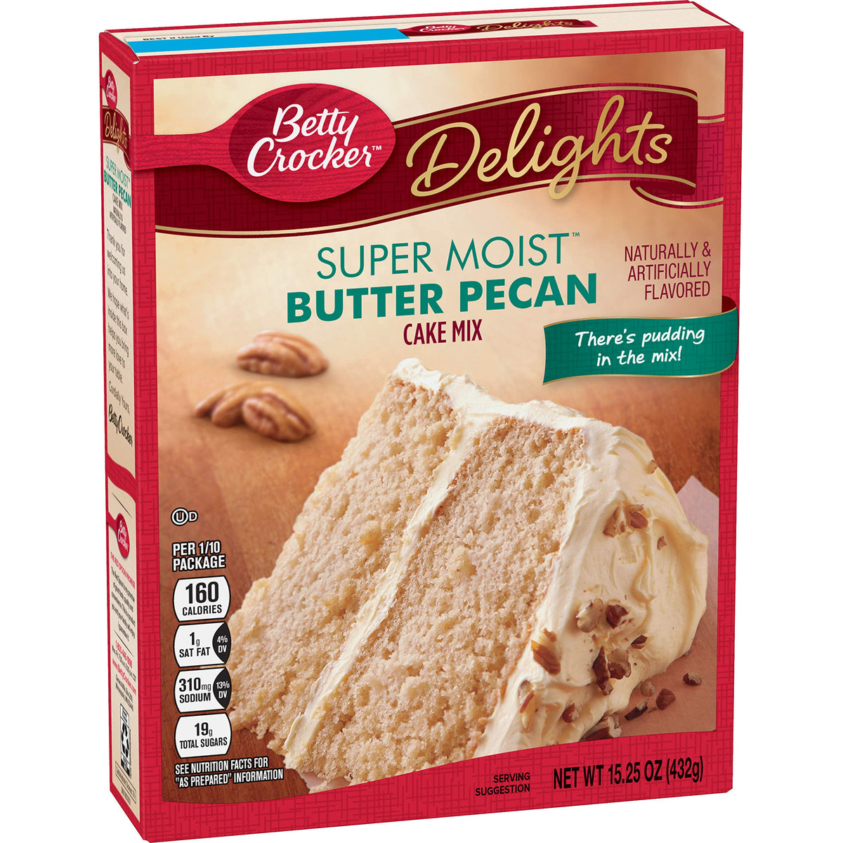 Betty Crocker Butter Pecan cake mix pour for easy prep and moist results
