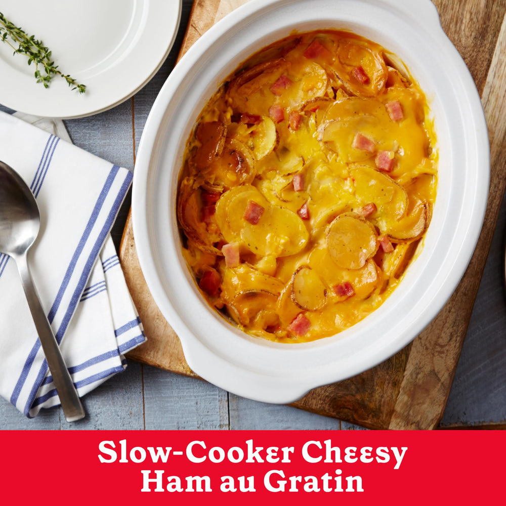 Betty Crocker Cheesy Scalloped Potatoes family dinner table.