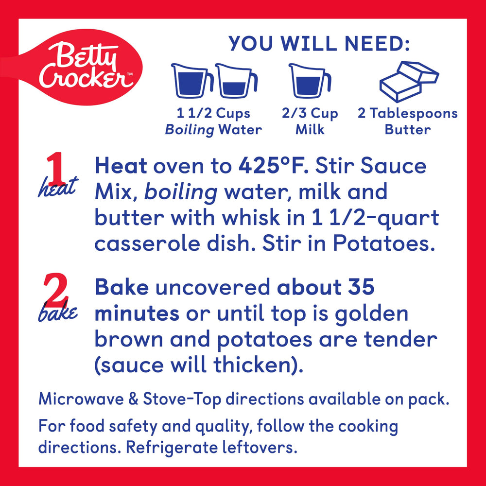 Betty Crocker Cheesy Scalloped Potatoes melted cheese layer.