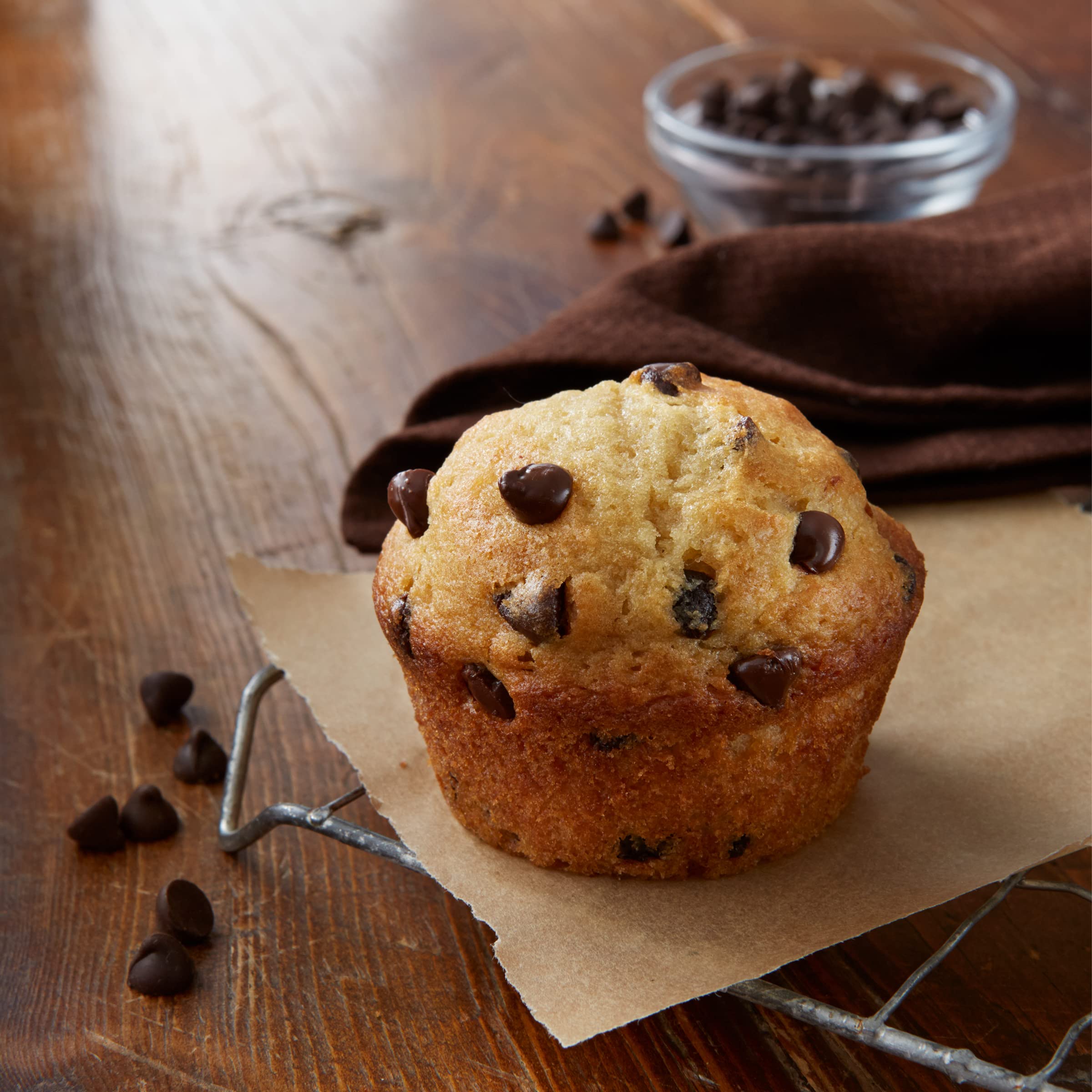 Betty Crocker Muffin Mix batter scooped into muffin tins.