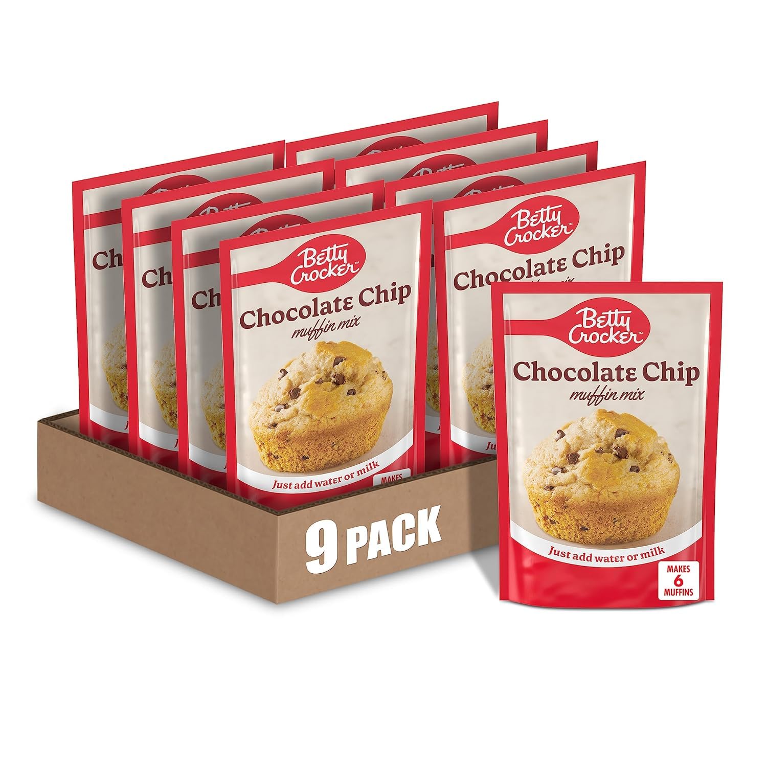 Betty Crocker Muffin Mix pack of nine boxes for quick baking.