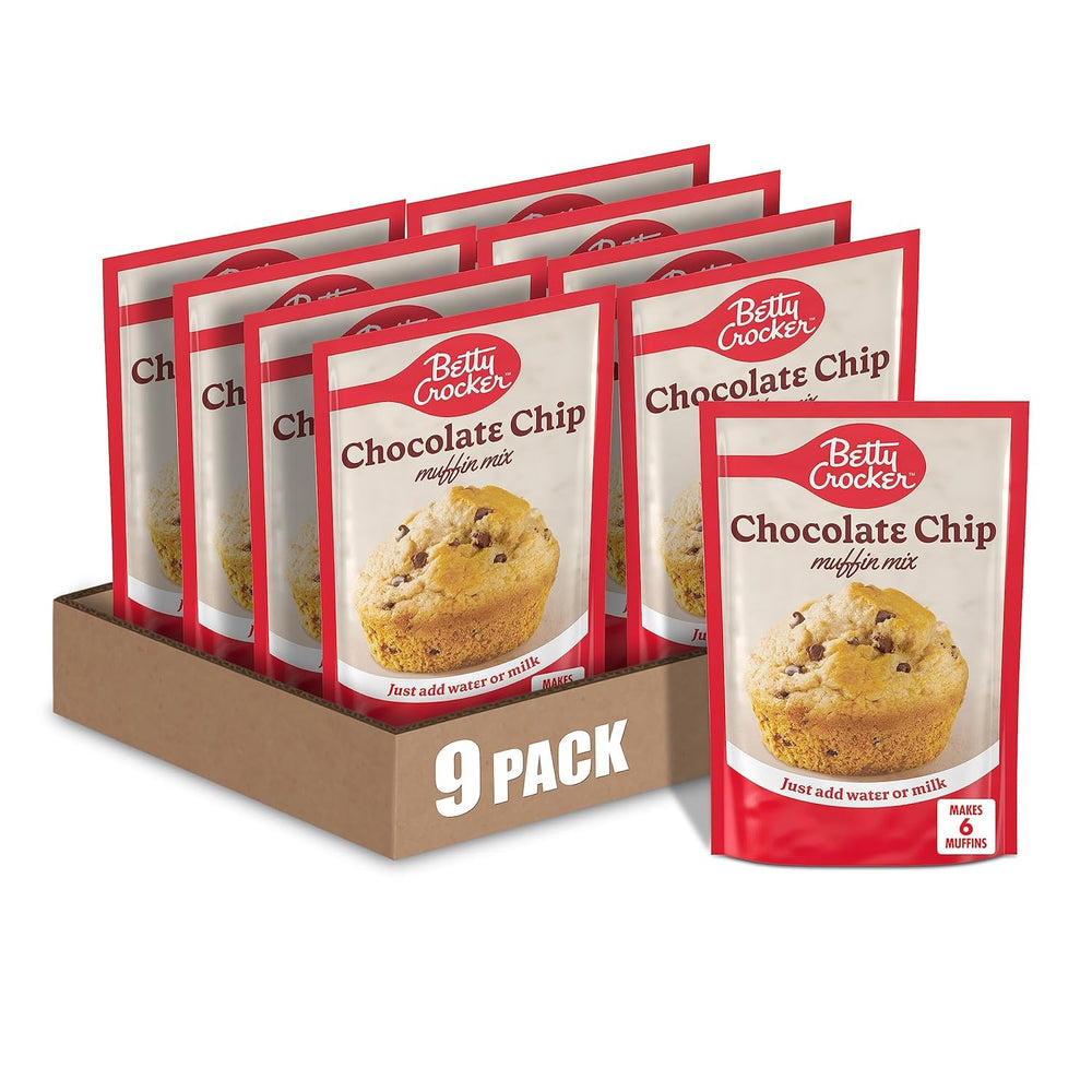 Betty Crocker Muffin Mix pack of nine boxes for quick baking.