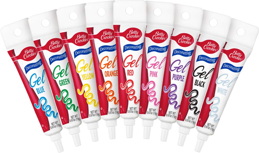Betty Crocker Decorating Gel Red on cupcakes adds glossy accents.