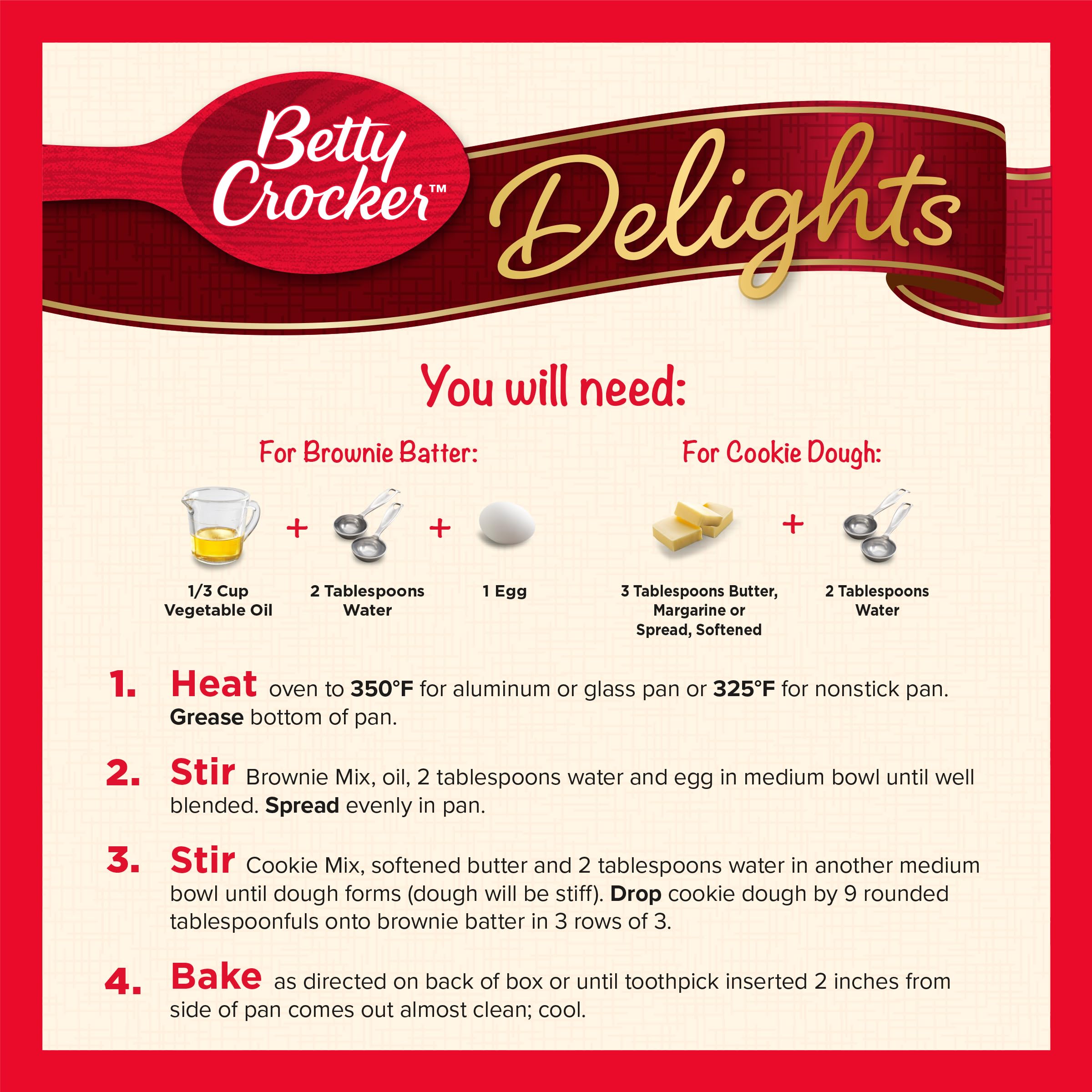 Betty Crocker Delights dough being stirred for a two-in-one dessert