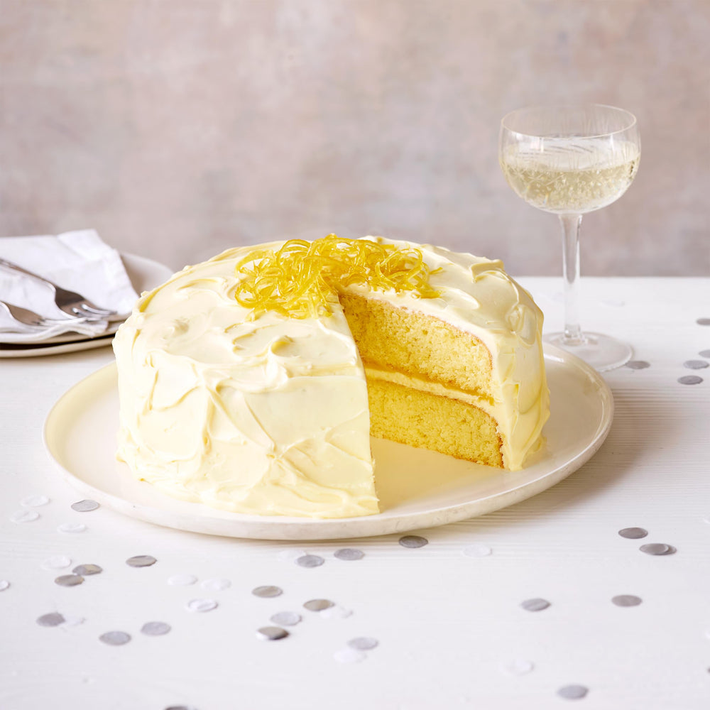 Lemon cake baking in the oven for a quick dessert