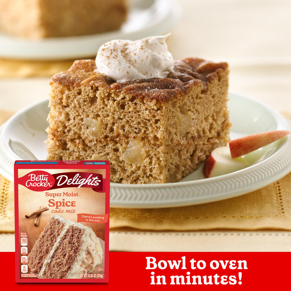 Betty Crocker Delights baked spice cake slice with moist crumb