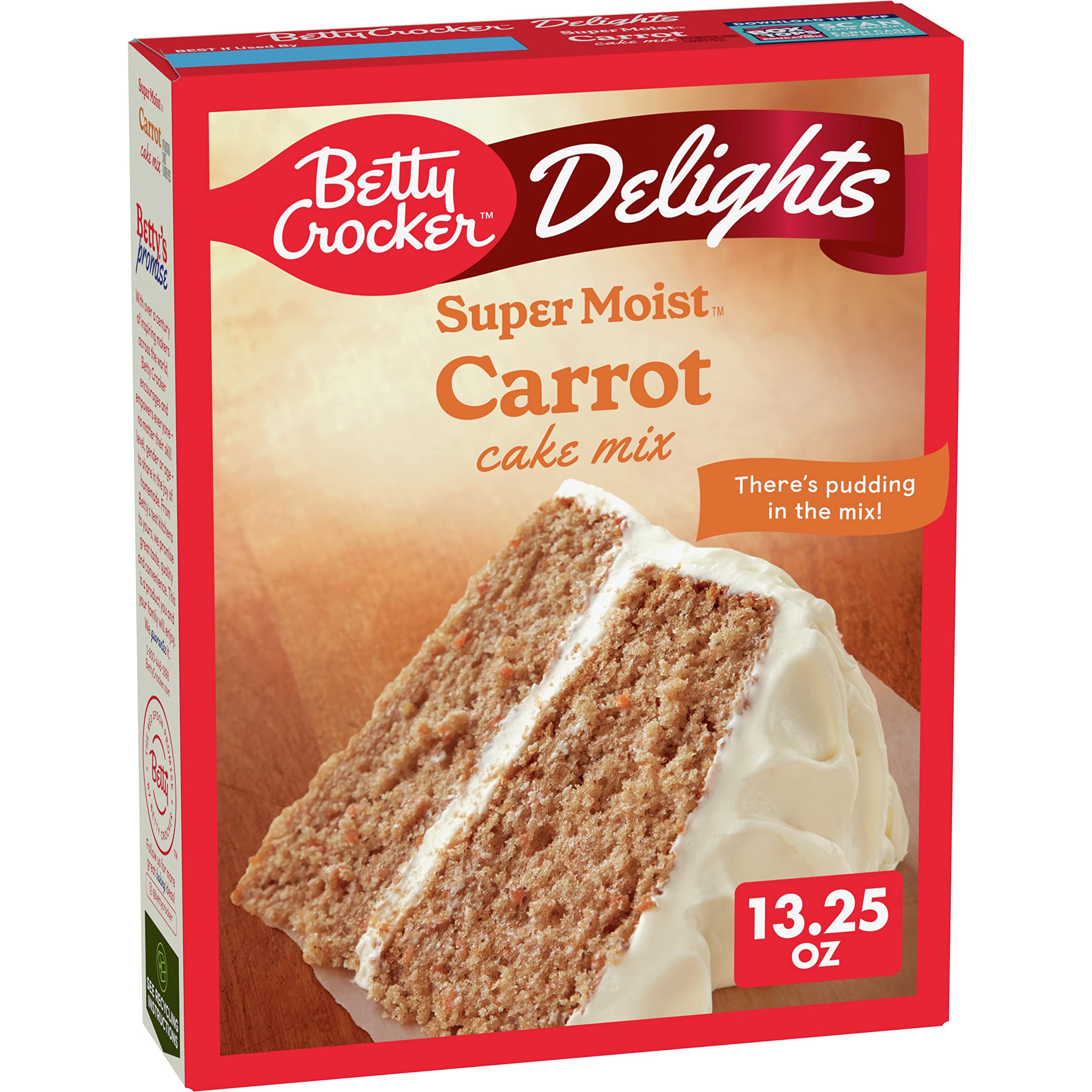 Betty Crocker Delights carrot cake mix box ready for quick dessert prep