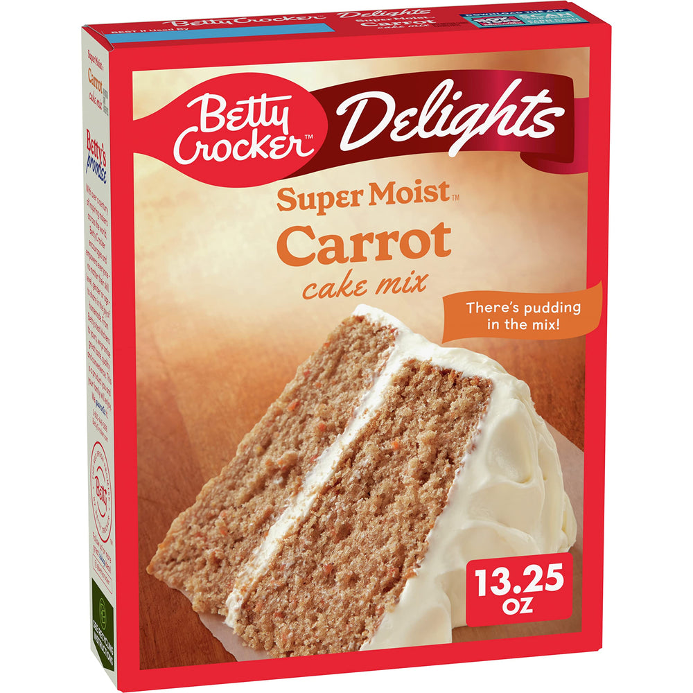 Betty Crocker Delights carrot cake mix box ready for quick dessert prep