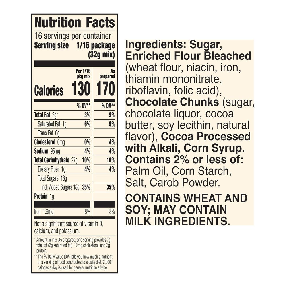 Betty Crocker Delights Supreme Chocolate Chunk Brownie Mix dry blend with chocolate chunks for rich flavor