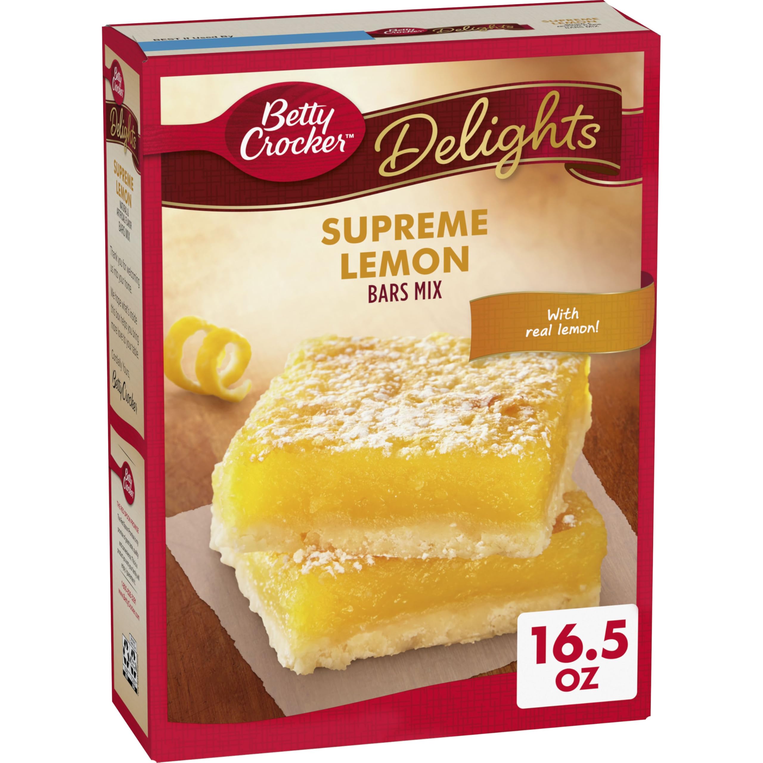Betty Crocker Delights Supreme Lemon Bars crust-press demonstrates quick pastry base for easy desserts.