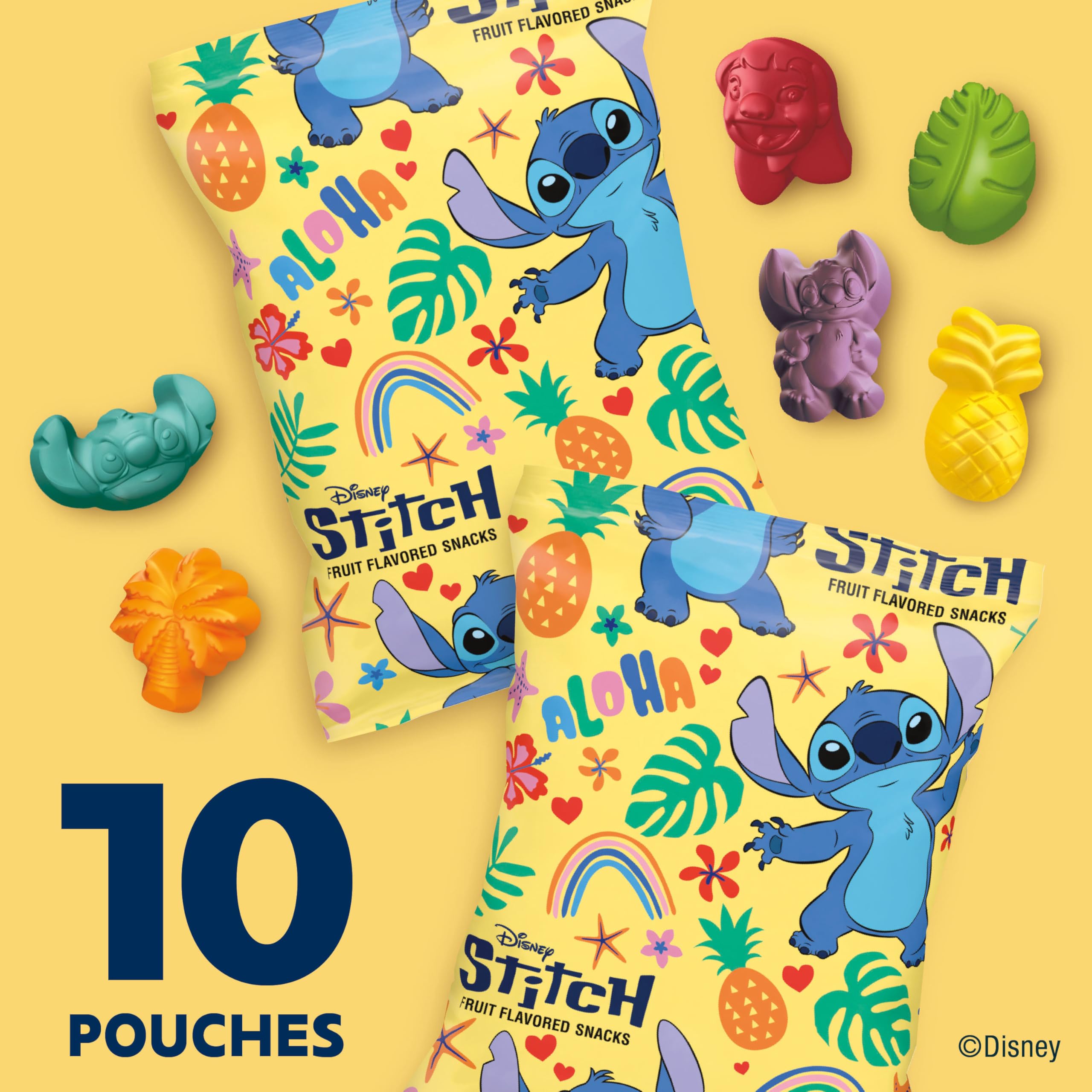 Betty Crocker Disney Stitch Fruit Snacks aloha design shapes add tropical snack fun