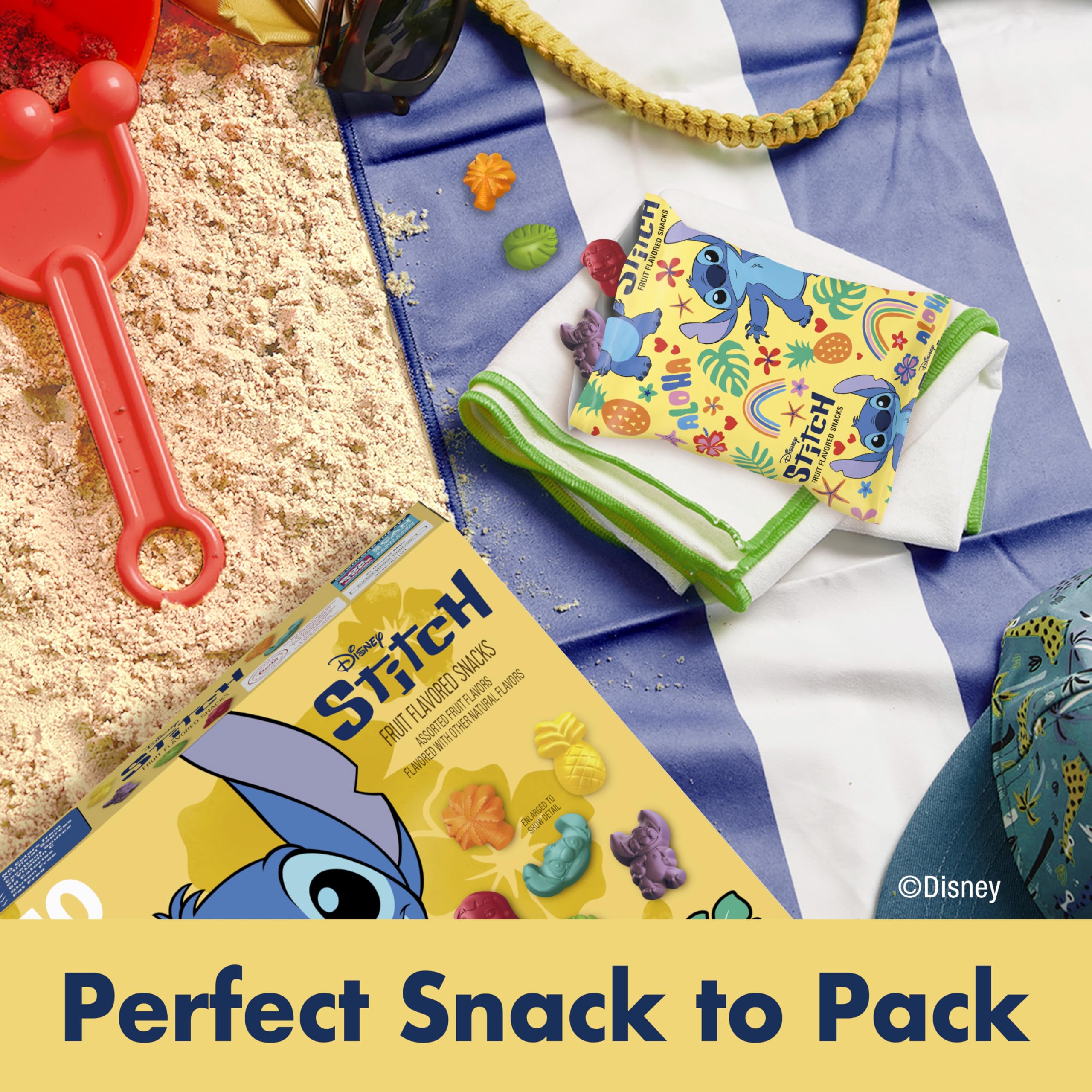 Betty Crocker Disney Stitch Fruit Snacks gluten-free and fat-free claim on packaging