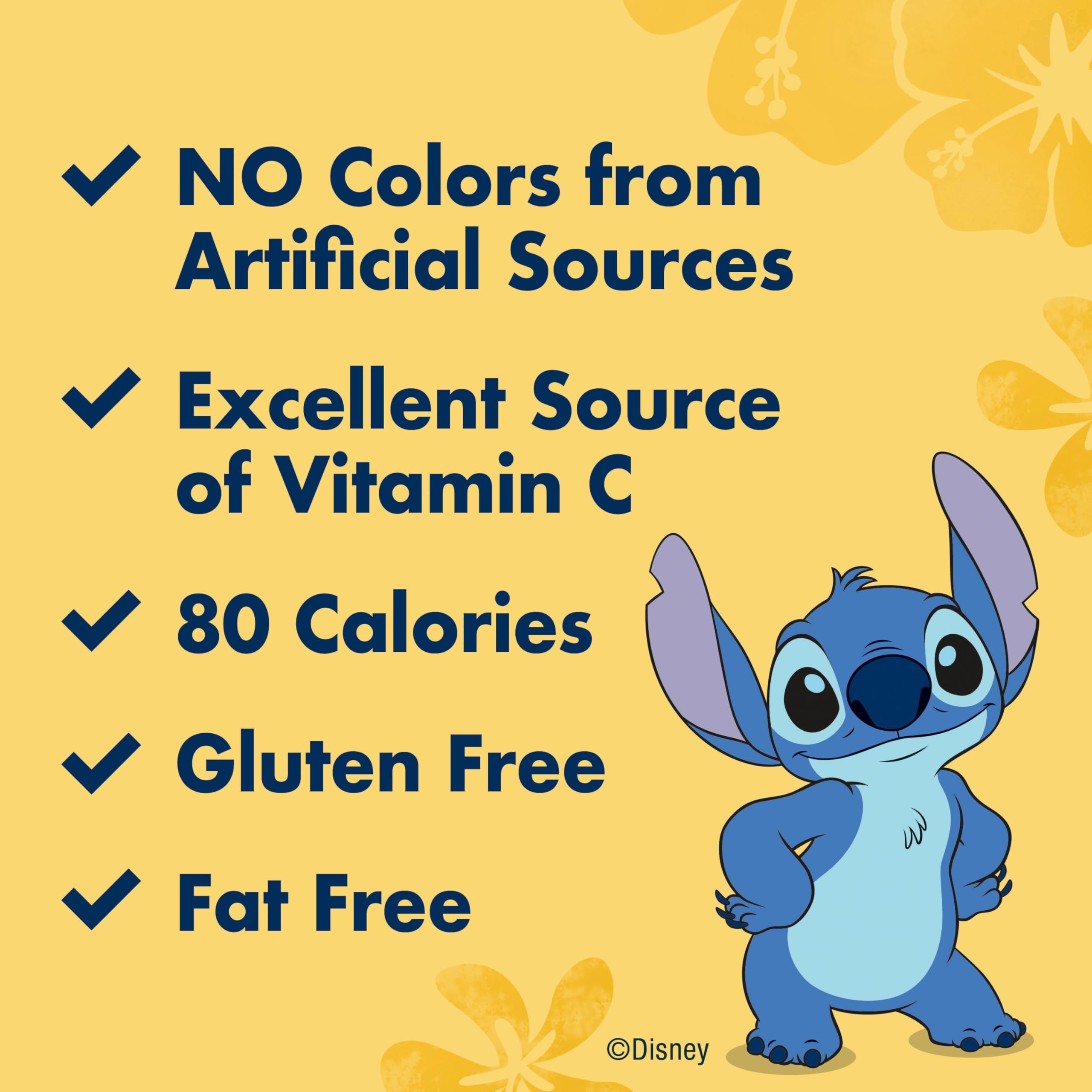 Betty Crocker Disney Stitch Fruit Snacks vitamin C label provides simple nutrition for kids