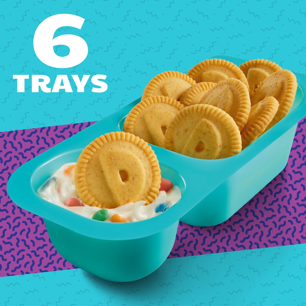 Rainbow frosting close-up ideal for dipping moments with Dunkaroos.