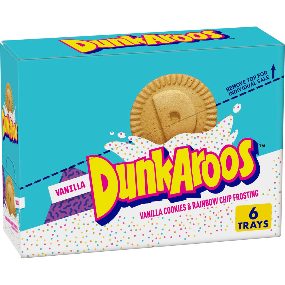 Betty Crocker Dunkaroos vanilla cookies for dunking with creamy frosting—great for lunchbox snacks.